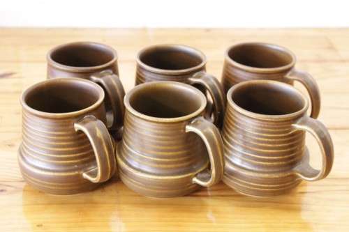 An awesome original "Arabia of Finland" stoneware jug and six mug set in stunning condition
