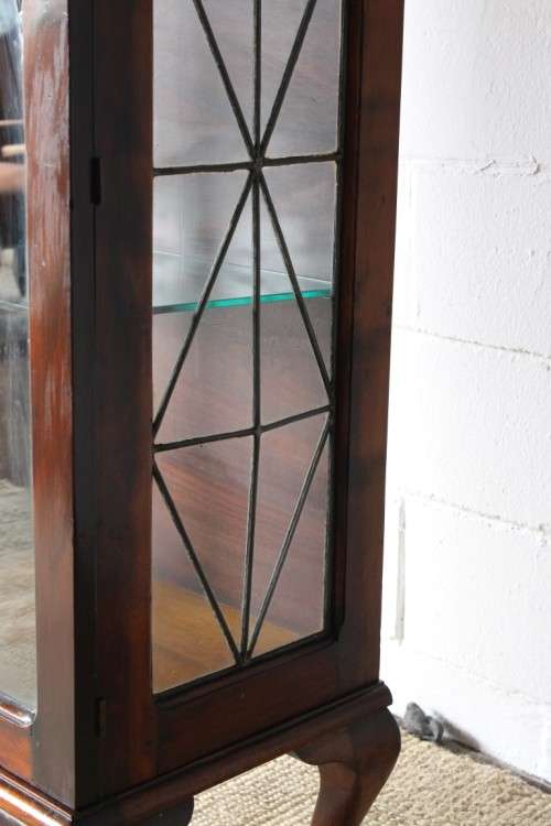 An awesome vintage single lead-glass door book case/ display cabinet with ball & claw feet - WOW!