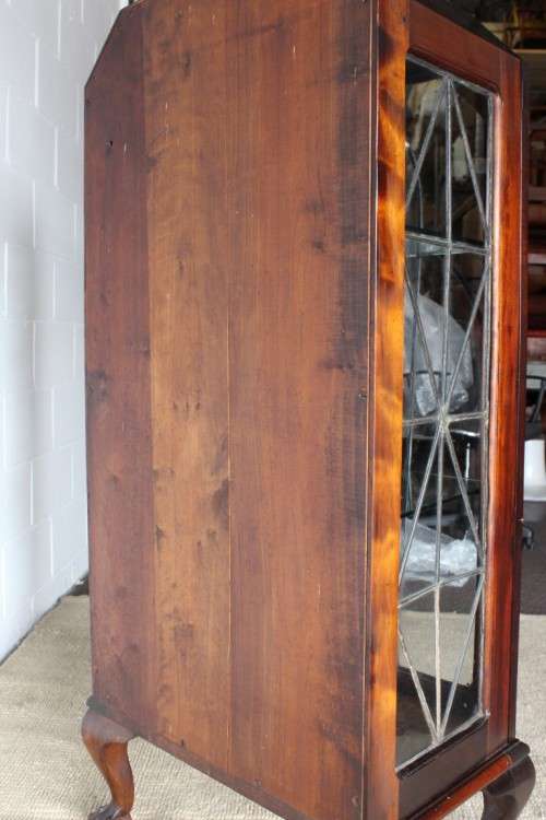 An awesome vintage single lead-glass door book case/ display cabinet with ball & claw feet - WOW!