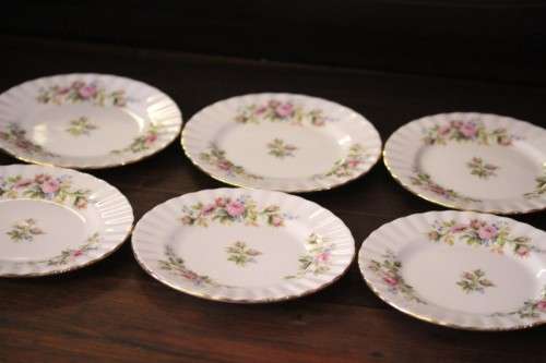 Two beautiful Royal Albert bone china trio's in the exquisite "Moss Rose" pattern - price per trio