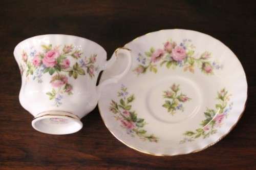 Two beautiful Royal Albert bone china trio's in the exquisite "Moss Rose" pattern - price per trio