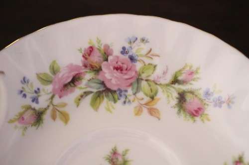 Two beautiful Royal Albert bone china trio's in the exquisite "Moss Rose" pattern - price per trio
