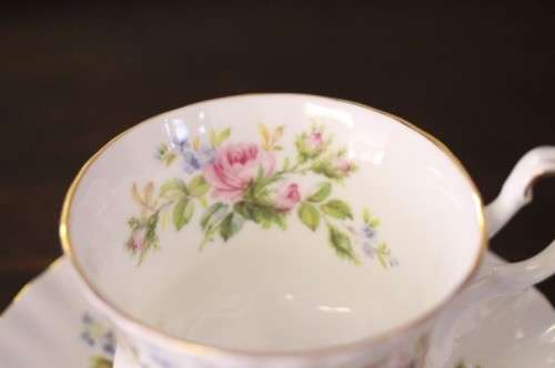 Two beautiful Royal Albert bone china trio's in the exquisite "Moss Rose" pattern - price per trio