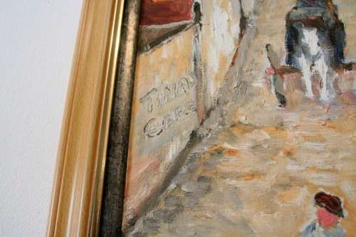 **RS17** A beautifully framed unsigned painting of horse drawn carts street scene. Stunning!!