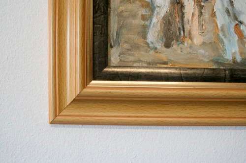 **RS17** A beautifully framed unsigned painting of horse drawn carts street scene. Stunning!!