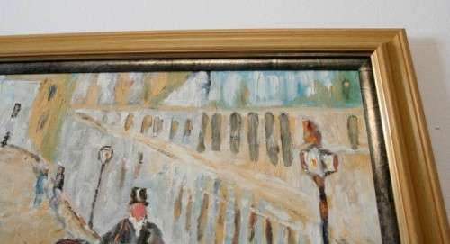 **RS17** A beautifully framed unsigned painting of horse drawn carts street scene. Stunning!!
