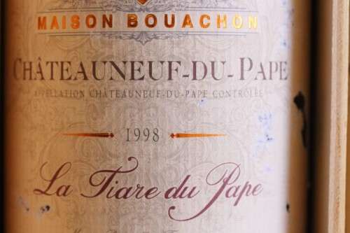 A rare boxed set of 1998 French "Maison Bouachon" Chateauneuf-Du-Pape "La Tiare du Pape" wine