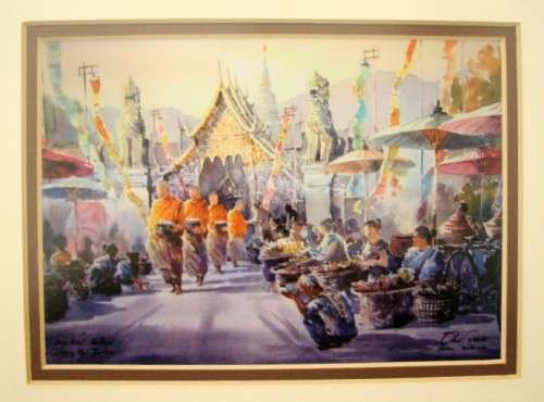**RS17** 3 exquisite signed prints by Thanakorn Chaijinda of Thailand street scenes . Bid/ print.