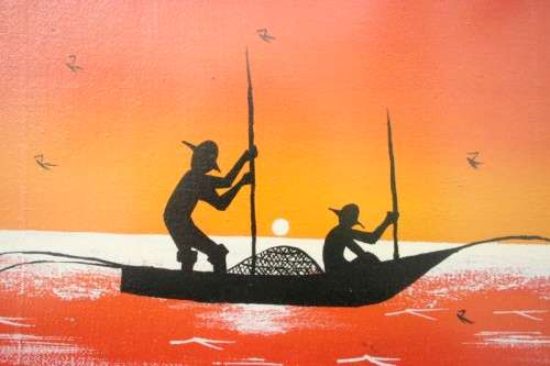 **RS17** A bright and colourful signed and framed "Robert Nesta" painting Zanzibar 2006 .