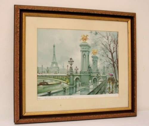 **RS17** A wonderful framed behind glass vintage Maurice Legendre "Pont Alexandre III" print.