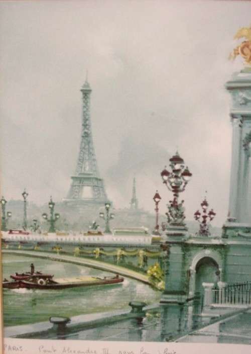 **RS17** A wonderful framed behind glass vintage Maurice Legendre "Pont Alexandre III" print.