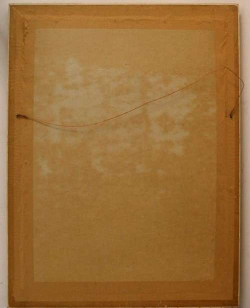 **RS17** A framed Oriental warrior scene painting on silk like material w awesome rich colours.