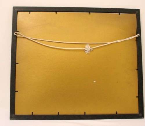 A bright and colourful signed and framed behind glass "Rio 94" oil painting.