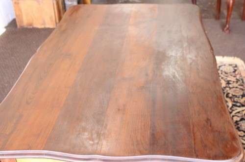 **RS17** A vintage ball & claw dining room suite w/ 6x fabulous white fabric upholstered chairs