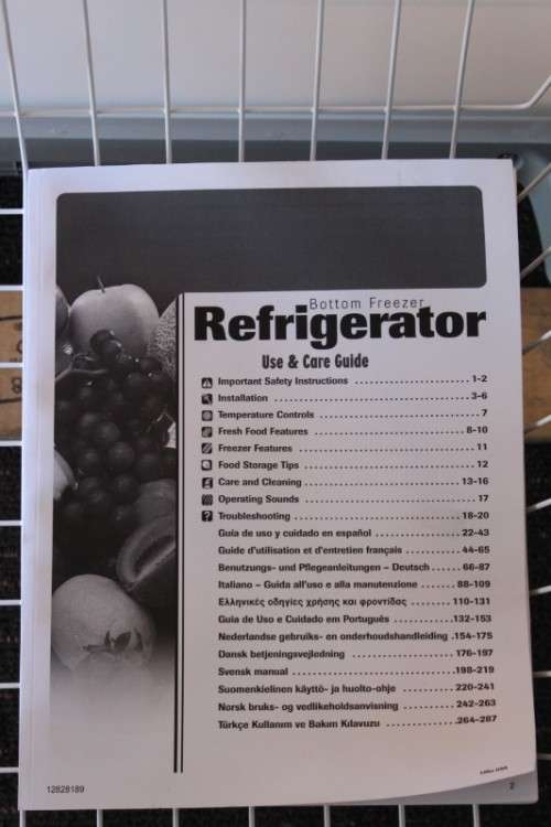 A quality Whirlpool stainless steel bottom freezer 620 litre fridge-freezer combo; never used