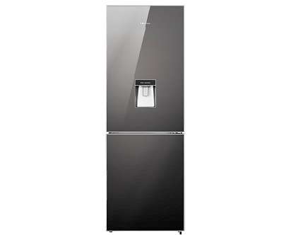 A style Hisense 323 litre mirror-front upright fridge-freezer combo with water dispenser