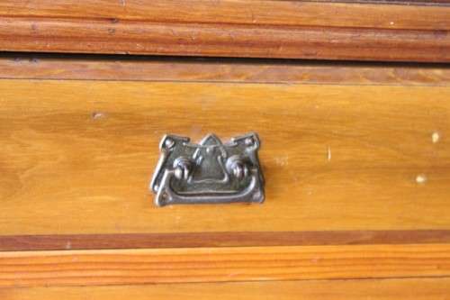 **RS17** Awesome antique double door cabinet w/ two drawers & Art Nouveau style hinges & handles