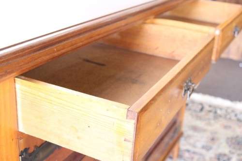 **RS17** Awesome antique double door cabinet w/ two drawers & Art Nouveau style hinges & handles