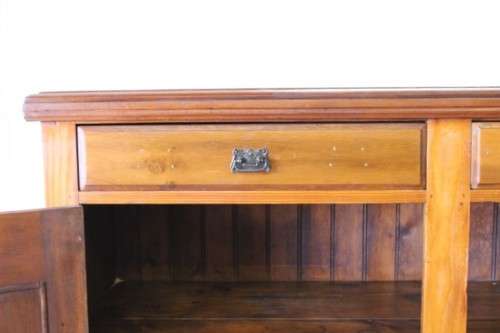 **RS17** Awesome antique double door cabinet w/ two drawers & Art Nouveau style hinges & handles
