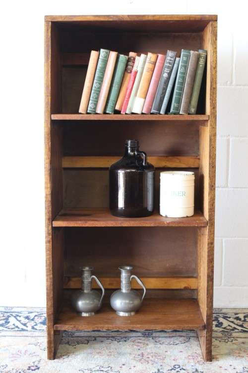 **RS17** Wonderful dark wood bookcase w three shelves - ample space for books or even collectables!