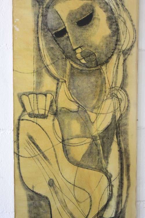 A amazing original signed Ben Macala (1938-1997) "Abstract" style painting with a glass front