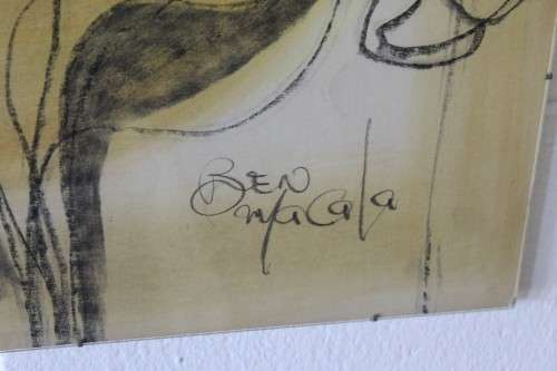 A amazing original signed Ben Macala (1938-1997) "Abstract" style painting with a glass front