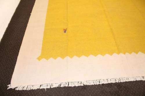 **RS17** An incredible (392cm x 287cm) yellow and cream Indian Dhurrie carpet in beautiful condition