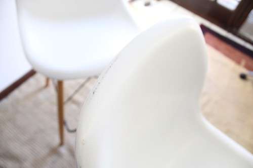 **RS17** Stunning modern round-bottom occasional high chairs with a sleek design and wooden legs