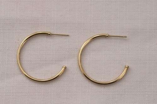 A beautiful and substantial pair of 9ct yellow gold ladies 2mm wide hoop earrings