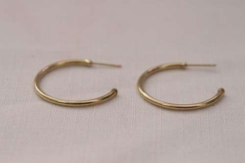 A beautiful and substantial pair of 9ct yellow gold ladies 2mm wide hoop earrings