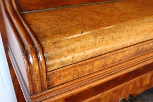 A beautiful & rare antique (early 1900's) Art Nouveau burr walnut upright piano by C. Otto of Berlin