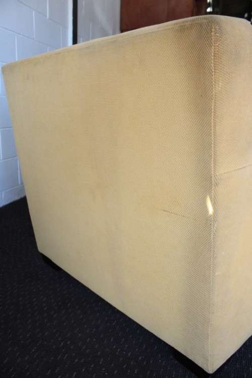 **RS17** Awesome & well made mid-century styled Scandinavian club chair w/ solid mahogany armrests