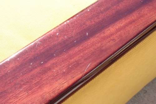 **RS17** Awesome & well made mid-century styled Scandinavian club chair w/ solid mahogany armrests