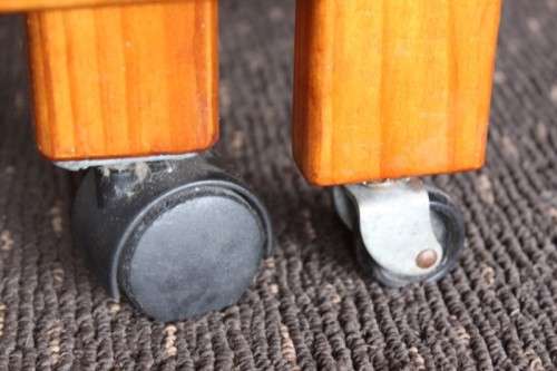 A stunning & unusual vintage oak drop-leaf dining table with a cupboard and three storage drawers