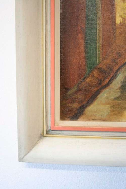 A beautiful framed original signed oil on board painting of a street scene. Lifespace Sale