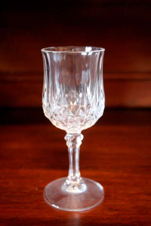 Set of 10 vintage French made "Cristal D'Arques" Longchamp cut crystal dessert wine glasses