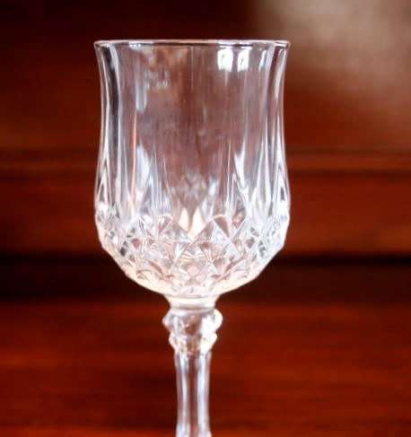 Set of 10 vintage French made "Cristal D'Arques" Longchamp cut crystal dessert wine glasses
