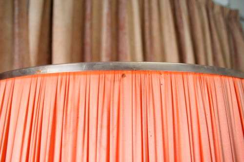 A gorgeous vintage retro styled floor standing copper base lamp with a stunning x large shade.