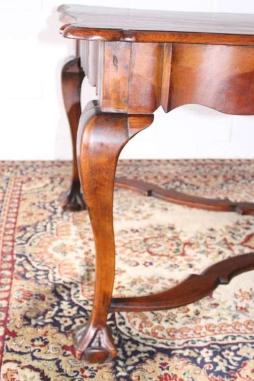 A vintage stink-wood scalloped edge ball and claw cross-brace 6-8-seater D/Table. Lifespace Sale