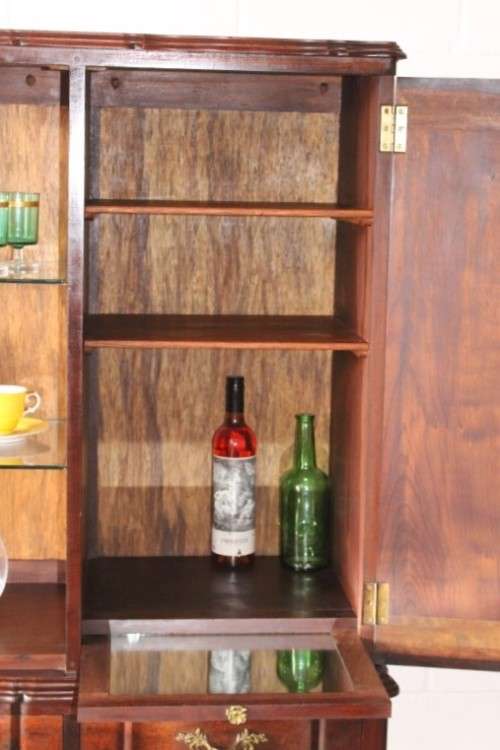 Awesome carved vintage solid Imbuia ball & claw drinks/ display cabinet/ showcase w/pull-out tray