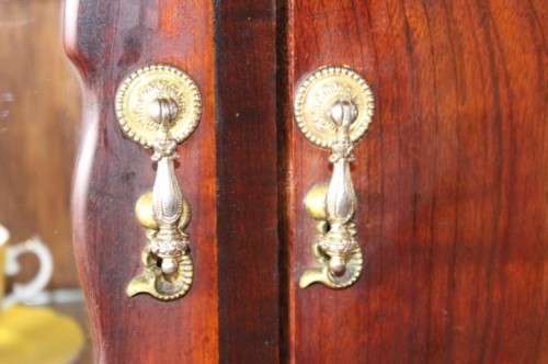 Awesome carved vintage solid Imbuia ball & claw drinks/ display cabinet/ showcase w/pull-out tray