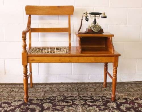 **RS17** A gorgeous solid yellow wood riempie chair telephone table with turned legs