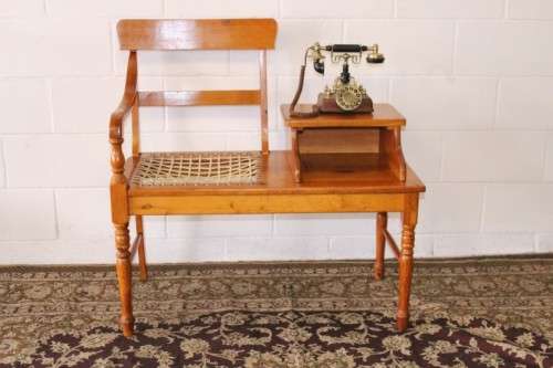 **RS17** A gorgeous solid yellow wood riempie chair telephone table with turned legs