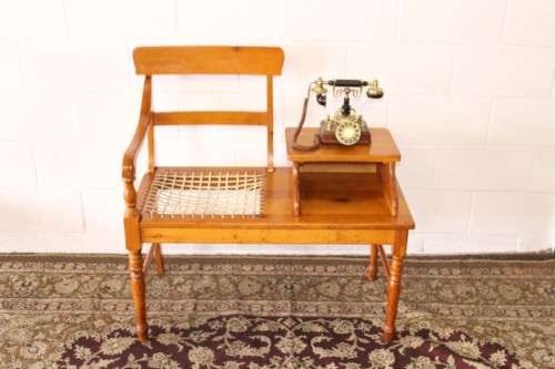 **RS17** A gorgeous solid yellow wood riempie chair telephone table with turned legs
