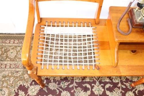 **RS17** A gorgeous solid yellow wood riempie chair telephone table with turned legs