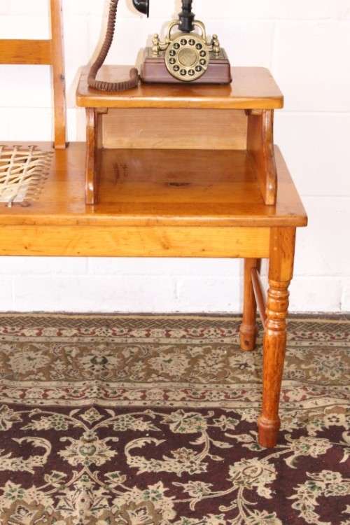 **RS17** A gorgeous solid yellow wood riempie chair telephone table with turned legs
