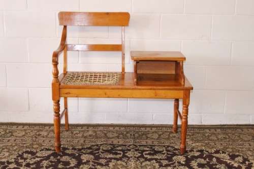 **RS17** A gorgeous solid yellow wood riempie chair telephone table with turned legs