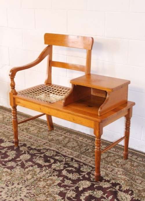 **RS17** A gorgeous solid yellow wood riempie chair telephone table with turned legs