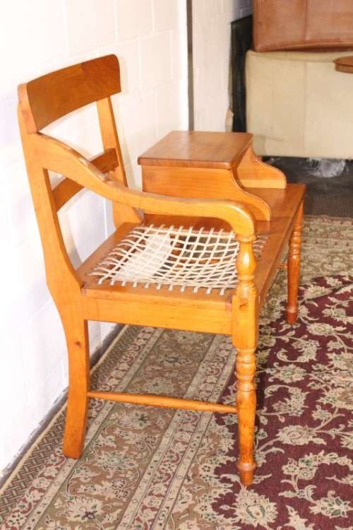 **RS17** A gorgeous solid yellow wood riempie chair telephone table with turned legs