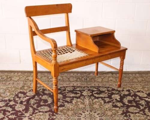 **RS17** A gorgeous solid yellow wood riempie chair telephone table with turned legs